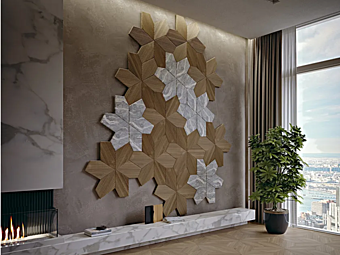 Boiserie tridimensionnelle en bois et marbre Azalea 3D ARTE BROTTO Boiserie tridimensionnelle en bois et marbre Azalea 3D ARTE BROTTO usine Arte Brotto de l'Italie