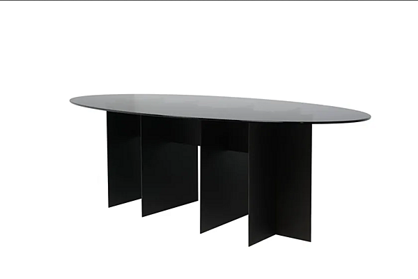 Table à manger ovale en verre CHELINI Roy usine CHELINI de l'Italie. Foto №3