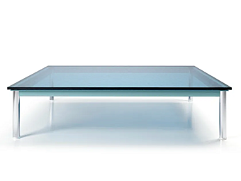 Table basse carrée en verre et acier CASSINA collection 10 010 usine CASSINA de l'Italie