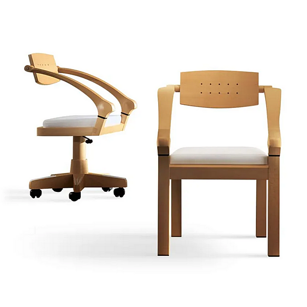 Fauteuil pivotant en hêtre avec accoudoirs GIORGETTI SPRING 51361 usine GIORGETTI de l'Italie. Foto №2