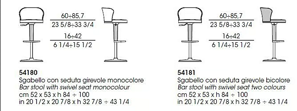 Tabouret haut réglable en hauteur en bois GIORGETTI Ode 54180, 54181 usine GIORGETTI de l'Italie. Foto №5