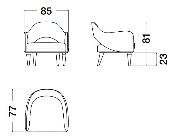 Fauteuil en cuir et tissu avec accoudoirs Cocoon CPRN HOMOOD C347/P usine CPRN HOMOOD de l'Italie. Foto №3