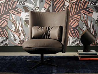 Fauteuil en cuir rembourré avec base à quatre branches Ice Breaker Liu Jo Living Collection IBK
