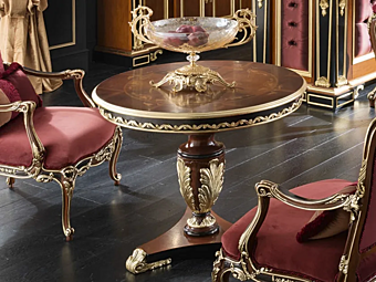 Table ronde en bois Modenese Luxury Interiors 15108 Table ronde en bois Modenese Luxury Interiors 15108 usine MODENESE GASTONE de l'Italie