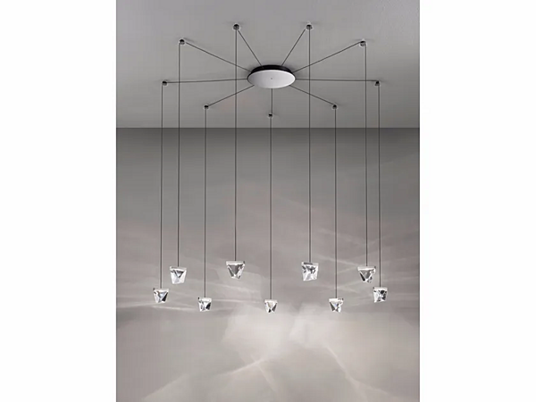 Suspension en cristal LED 9 spots Fabbian Tripla usine Fabbian de l'Italie. Foto №1