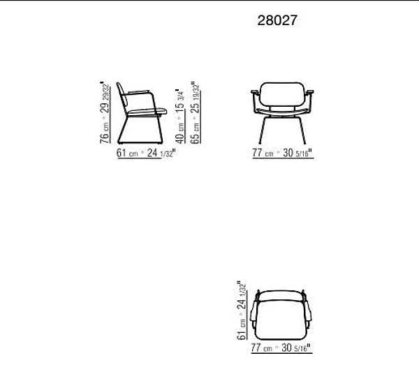 Fauteuil en cuir pleine fleur avec accoudoirs FLEXFORM ECHOES S H usine FLEXFORM de l'Italie. Foto №3