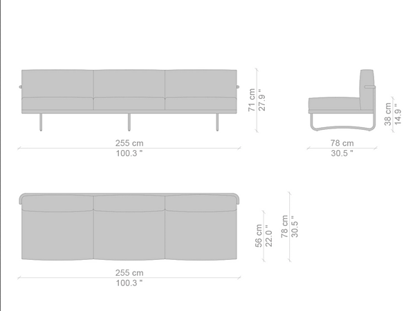 Canapé 5 places en tissu CASSINA Appartement Le Corbusier 005 usine CASSINA de l'Italie. Foto №5
