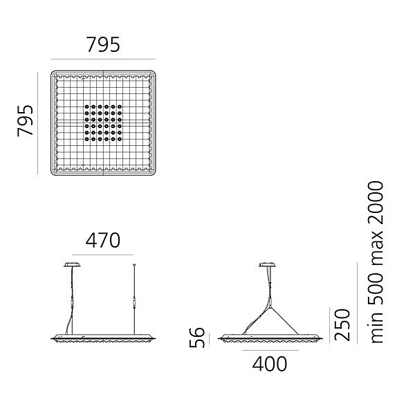 Panneau acoustique suspendu en tissu lampadaire œuf Matrix 800x800 Artemide usine Artemide de l'Italie. Foto №20