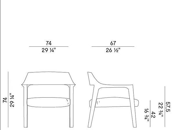 Fauteuil en bois d'orme avec accoudoirs Scheggia 906 Pli Potocco 906/PLI usine POTOCCO de l'Italie. Foto №4