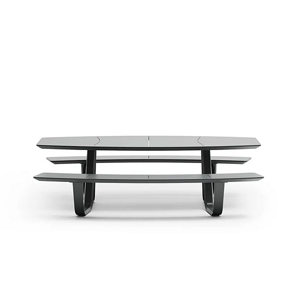 Table de pique-nique rectangulaire avec bancs intégrés Atmosphera collection 8teen usine ATMOSPHERA de l'Italie. Foto №7